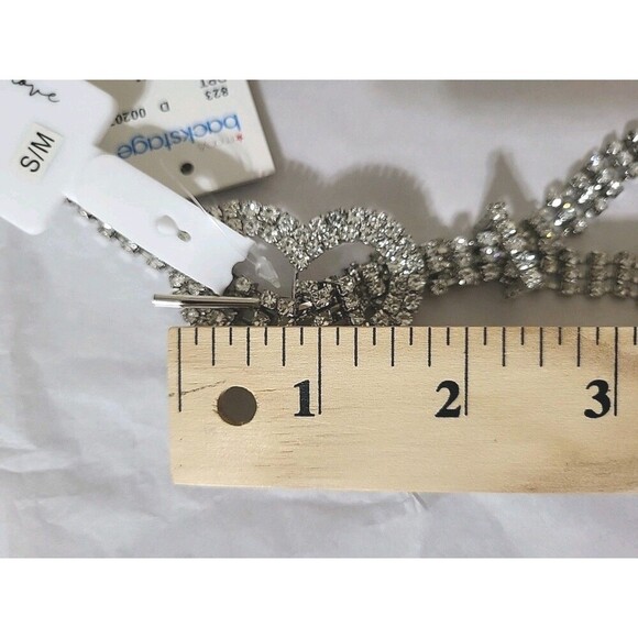 Rhinestone Heart Bucle Belt Size S-M Macy's Backstage True Love- 3 Row New - Picture 7 of 9